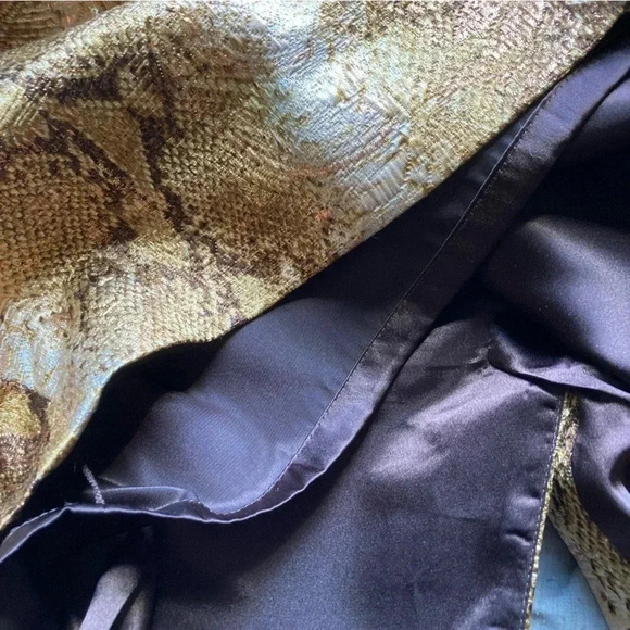 Lafayette 148 New York gold metallic snakeskin skirt wool and silk size 10 - Picture 6 of 11